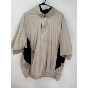 FootJoy Dryjoys Golf Pullover Windbreaker Short Sleeve Jacket Mens L Beige Black